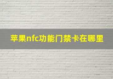 苹果nfc功能门禁卡在哪里