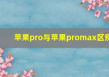 苹果pro与苹果promax区别