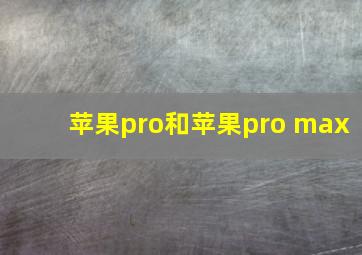 苹果pro和苹果pro max