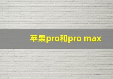 苹果pro和pro max