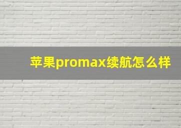 苹果promax续航怎么样