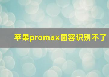 苹果promax面容识别不了