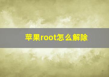 苹果root怎么解除