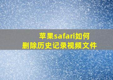 苹果safari如何删除历史记录视频文件