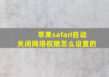 苹果safari自动关闭网络权限怎么设置的