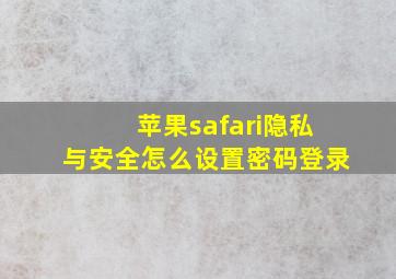 苹果safari隐私与安全怎么设置密码登录