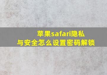 苹果safari隐私与安全怎么设置密码解锁