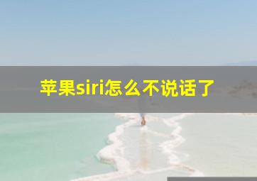 苹果siri怎么不说话了