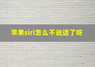 苹果siri怎么不说话了呀