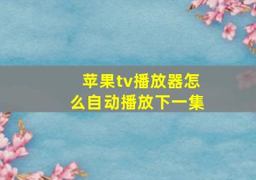 苹果tv播放器怎么自动播放下一集