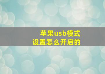 苹果usb模式设置怎么开启的