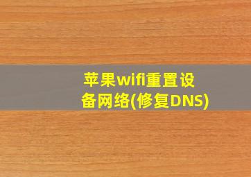 苹果wifi重置设备网络(修复DNS)