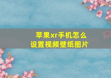 苹果xr手机怎么设置视频壁纸图片