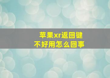 苹果xr返回键不好用怎么回事