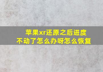 苹果xr还原之后进度不动了怎么办呀怎么恢复