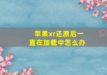 苹果xr还原后一直在加载中怎么办