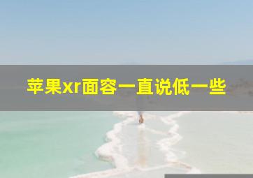 苹果xr面容一直说低一些