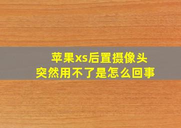 苹果xs后置摄像头突然用不了是怎么回事