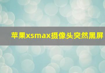 苹果xsmax摄像头突然黑屏