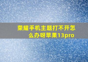 荣耀手机主题打不开怎么办呀苹果13pro