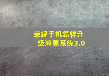 荣耀手机怎样升级鸿蒙系统3.0