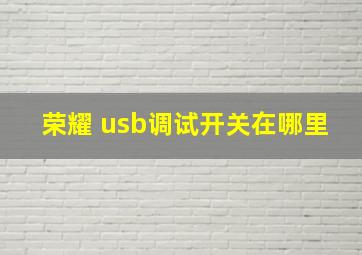 荣耀 usb调试开关在哪里