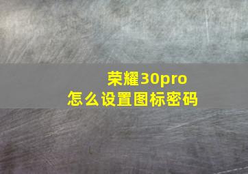 荣耀30pro怎么设置图标密码