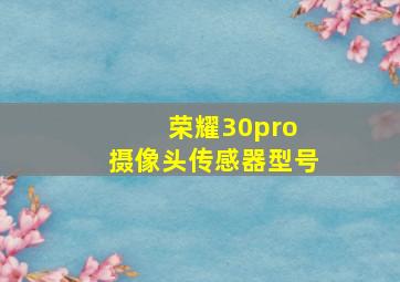 荣耀30pro+摄像头传感器型号