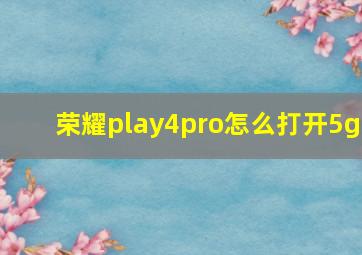 荣耀play4pro怎么打开5g