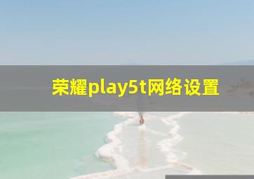 荣耀play5t网络设置