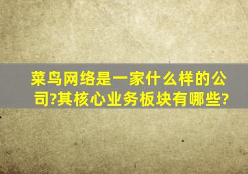 菜鸟网络是一家什么样的公司?其核心业务板块有哪些?