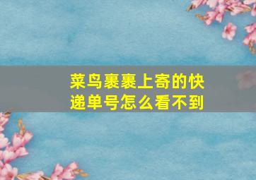 菜鸟裹裹上寄的快递单号怎么看不到