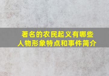 著名的农民起义有哪些人物形象特点和事件简介