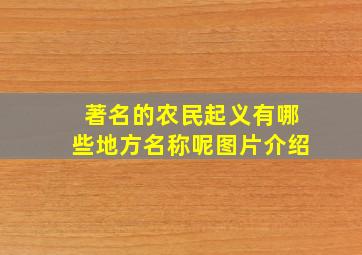 著名的农民起义有哪些地方名称呢图片介绍