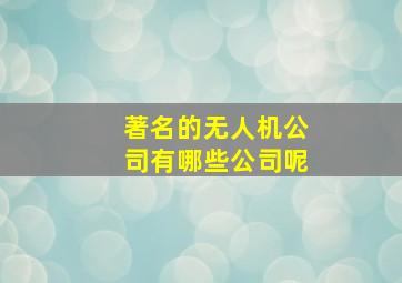 著名的无人机公司有哪些公司呢