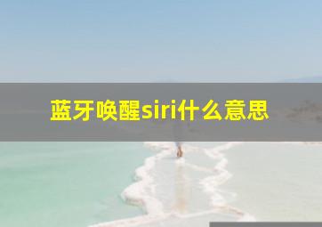 蓝牙唤醒siri什么意思