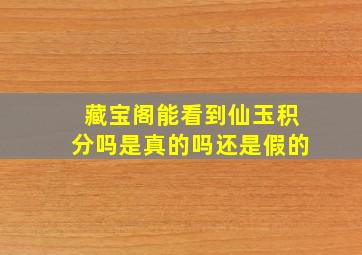 藏宝阁能看到仙玉积分吗是真的吗还是假的