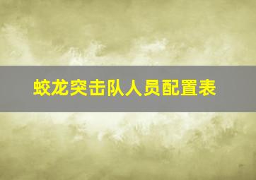 蛟龙突击队人员配置表