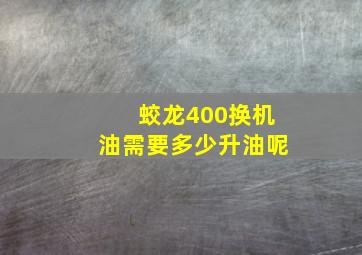 蛟龙400换机油需要多少升油呢