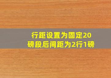 行距设置为固定20磅段后间距为2行1磅