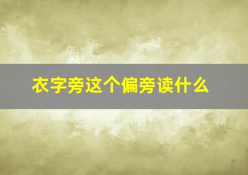 衣字旁这个偏旁读什么