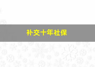 补交十年社保