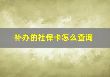 补办的社保卡怎么查询