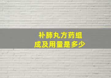 补肺丸方药组成及用量是多少