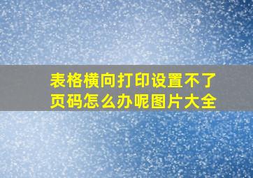 表格横向打印设置不了页码怎么办呢图片大全