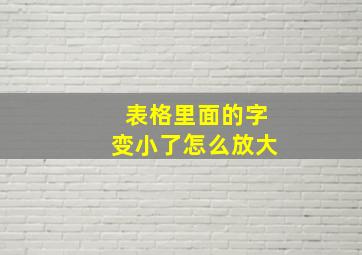 表格里面的字变小了怎么放大