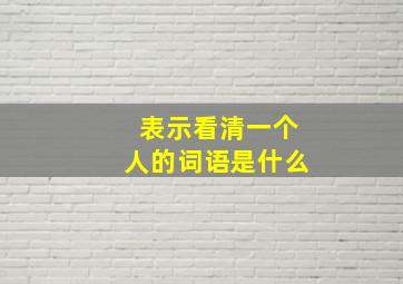 表示看清一个人的词语是什么