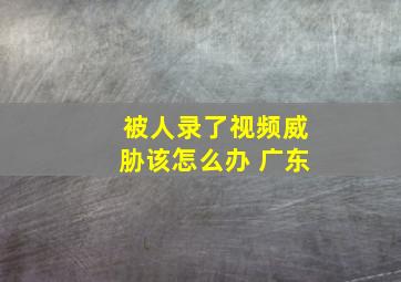 被人录了视频威胁该怎么办 广东