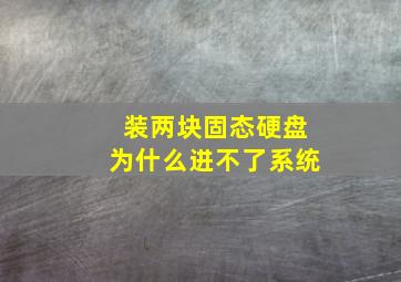 装两块固态硬盘为什么进不了系统