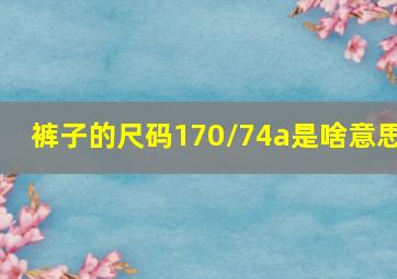 裤子的尺码170/74a是啥意思